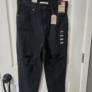 Levi's Womens Black High Waist Mom Jean